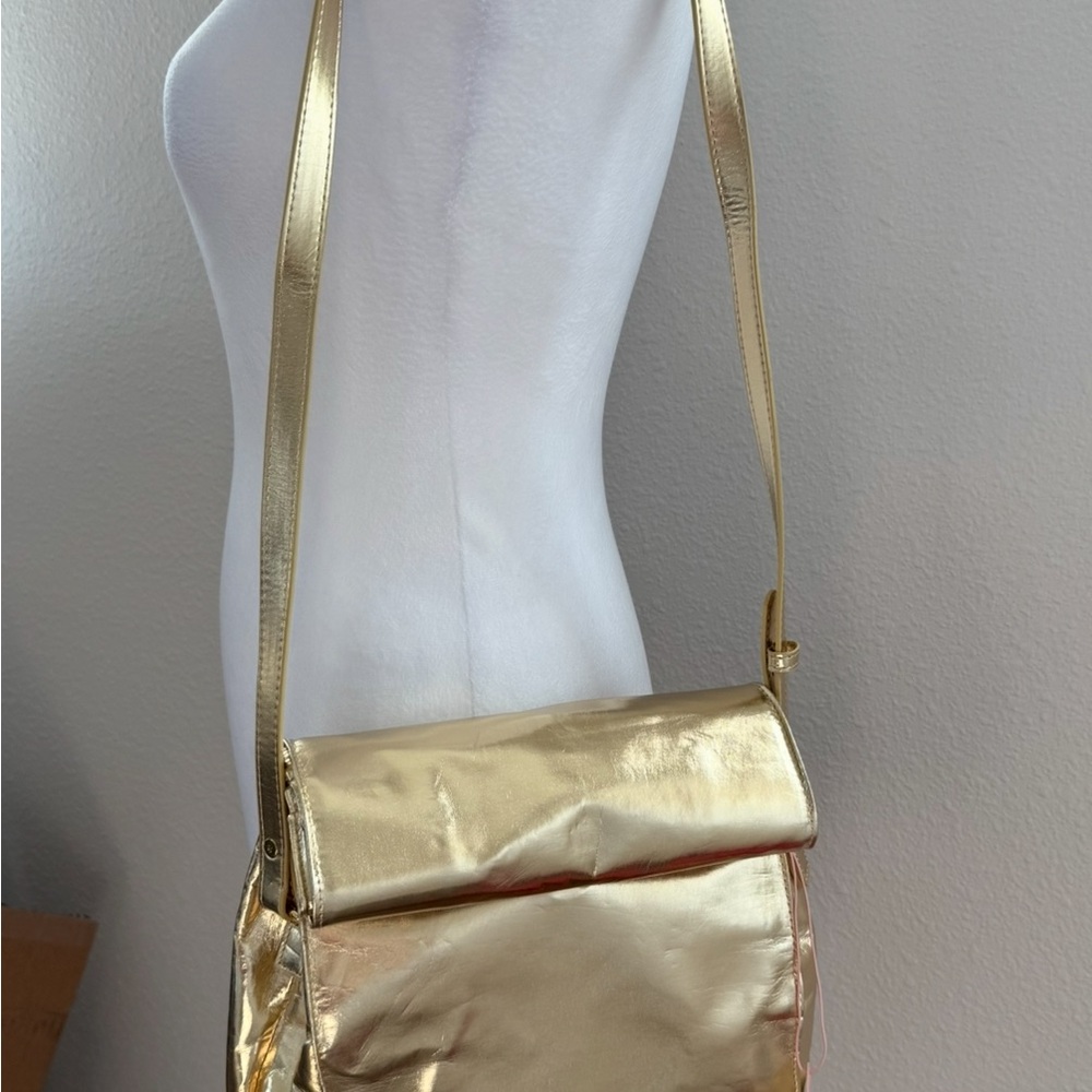 ban.do Gold Metallic Crossbody Bag with Fold-Over Design